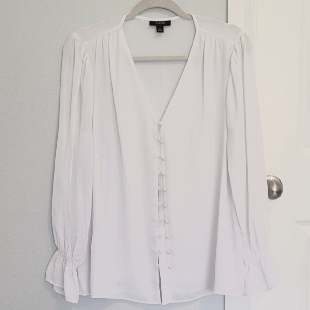 Alfani long-sleeve white blouse L